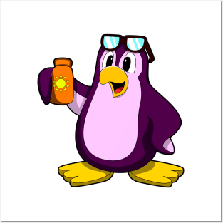 Penguin with Suncream & Sunglasses Posters and Art